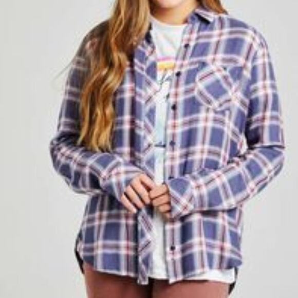 Altar'd State Peri Pink Plaid Flannel Top Size Small - Picture 7 of 7